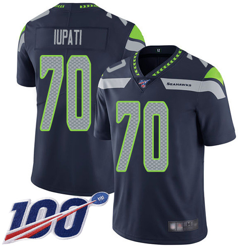 Seattle Seahawks Limited Navy Blue Men Mike Iupati Home Jersey NFL Football 70 100th Season Vapor Untouchable
